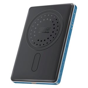 باور بانك بروميت - لاسلكي ماك سيف - بسعة 5000 مللي امبير - شحن 15 واط - منفذ يو اس بي سي 20 واط - ازرق