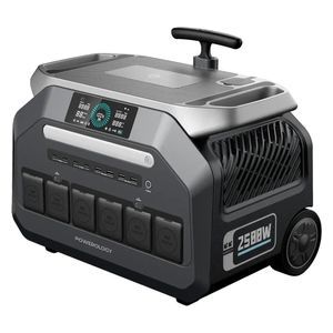  Powerology Portable Power Generator - 640000 mAh - 2500 Watts - Solar Charging - Black 