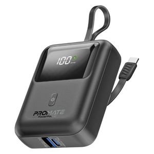 باور بانك بروميت - 10000 مللي امبير - بقوة 35 واط - مع كيبل يو اس بي سي - اسود