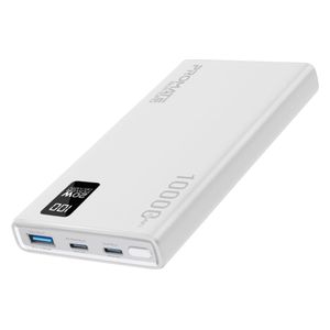  باور بانك بروميت - 10000 مللي امبير - بشحن 20 واط  مزدوج يو اس بي سي  و يو اس بي اي - شاشة LCD - ابيض 