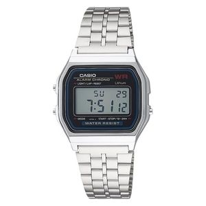 Casio Watch A159WA-N1DF For Men- Digtal Display, Stainless Steel Band - Silver