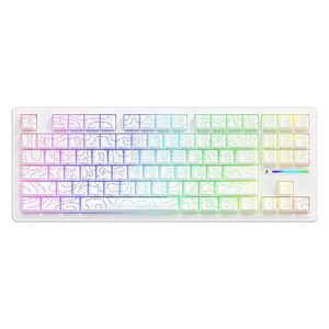  Attack Shark M87 Pro Mechanical Keyboard - 3-Mode - White Jade Linear Keys - Hot-Swap Interchangeable - 5000mAh Battery - RGB Lighting - PBT Keycaps - White 