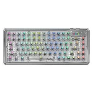  Attack Shark K75 Pro Transparent Mechanical Keyboard - 3-Mode - Linear Glazed Keys - Hot-Swap Interchangeable - Transparent Keycaps - 18 RGB Backlighting - White 