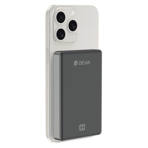  باور بانك ديفيا - سعة 10,000 مللي امبير، شحن سريع PD بقدرة 20 واط، شحن لاسلكي حتى 15 واط، شاشة رقمية - اسود 