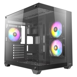  ANTEC	Computer Case - Panoramic Tempered Glass, 3 Fans, Supports ATX/Micro-ATX/ITX, USB 3.0/2.0 Ports and HD Audio - Black 