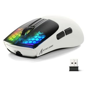  Attack Shark X5 Gaming Mouse - 3-Mode - Ergonomic Design - RGB Lighting - White 