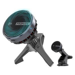  حامل وشاحن سيارة لاسلكي بروميت -  15 واط - اسود 