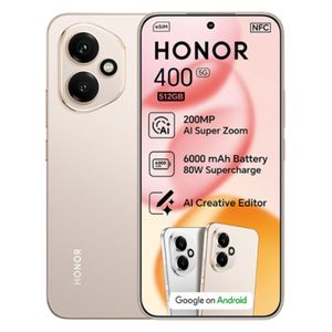  هونر 400 5G - دبل سيم - 6.55 انج - اموليد 120 هيرتز - Snapdragon 7 الجيل الثالث (4 نانومتر) - حجم بطارية 6000 ميلي امبير - ذهبي 