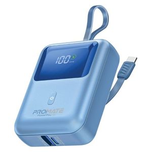  Promate Power Bank - 10000mAh - 35W - with USB-C Cable - Blue 