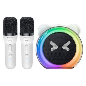  YESIDO YSW36 Portable Bluetooth Karaoke Speaker - Dual Microphones - White 