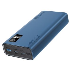  باور بانك بروميت - 20000 مللي امبير - بشحن 20 واط  مزدوج يو اس بي سي  و يو اس بي اي - شاشة LCD - ازرق 