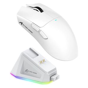  Attack Shark X11 Gaming Mouse - 3-Mode - Magnetic Charging Base - 65-Hour Battery Life - 20 Million Click Life - White 