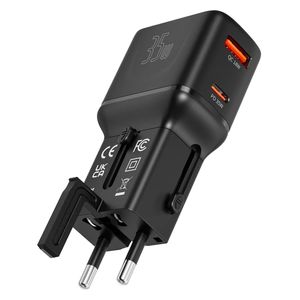 Porodo Universal Travel Charger - Foldable - 35W & 18W - Black