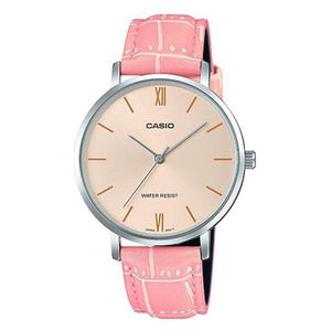  Casio Watch LTP-VT01L-4BUDF For Women - Analog Display, Leather Band - Pink 