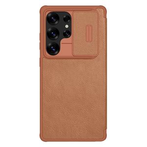  Nilkin 3950 Case - Samsung Galaxy S25 Ultra - Genuine Leather - Lens Cover - Card Holder - Brown 