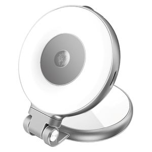 حلقة إضاءة ليد بروميت -  قابلة للشحن متوافقة مع ماك سيف - دوران 360 درجة  - 80 لومن - بطارية 500 مللي امبير - رمادي