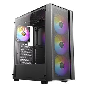  ANTEC Computer Case - 4mm Tempered Glass - 4 x 120mm Fans - Supports ATX/Micro-ATX/Mini-ITX, USB 3.0/2.0 Ports, and HD Audio - Black 