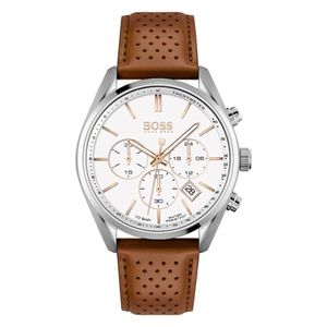  Boss Watch 1513879 For Men - Analog Display, Leather Band - Brown 