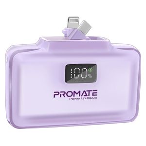  باور بانك بروميت - 10000 مللي امبير - بشحن 20 واط - كيبل يو اس بي سي و لايتينغ مدمجين - بنفسجي 