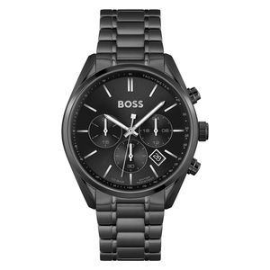 Boss Watch 1513960 For Men - Analog Display, Stainless Steel Band - Black 