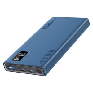  باور بانك بروميت - 10000 مللي امبير - بشحن 20 واط  مزدوج يو اس بي سي  و يو اس بي اي - شاشة LCD - ازرق 