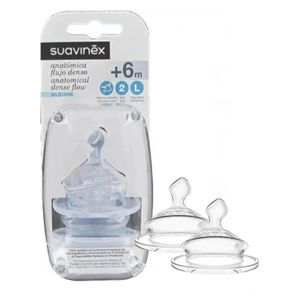  Suavinex Anatomical Wide Neck Silicone Teat - 6 months and above - Two pieces 
