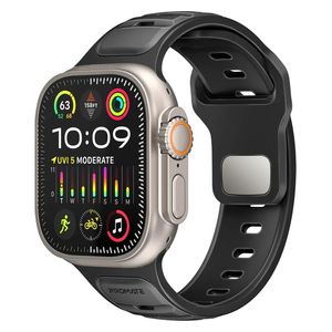  Promate Apple Watch Sport Band - Sizes 42/44/45/49mm - Dual-Tone Silicone - High Durability and Dust Protection - Black 