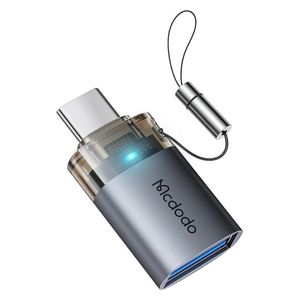  McDodo USB-A to USB-C Adapter - Fast Data Transfer and Charging - Indicator Light - Gray 