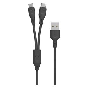  كيبل بورودو 2 في 1 - يو اس بي سي ومايكرو - 1.2 متر - قوة 2.4A - أسود 