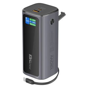 باور بانك بروميت - متعدد المنافذ 130 واط - بسعة 20000 مللي امبير - كيبل يو اس بي سي  قابل للسحب - شاشة TFT LCD