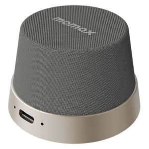  مكبر صوت لاسلكي محمول موماكس - تثبيت مغناطيسي - تقنية TWS - مقاوم للماء IPX6 - بطارية 12 ساعة - رمادي 