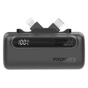 باور بانك بروميت - 5000 مللي امبير - بشحن 20 واط -  كيبل يو اس بي سي ولايتينغ مدمجين - اسود