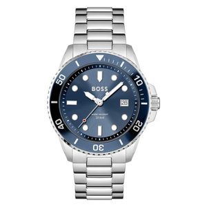  Boss  Watch 1513916 For Men - Analog Display, Stainless Steel Band - Silver 