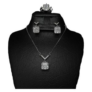  Silver Set with White Cubic Zirconia - 14.1 g - Silver 