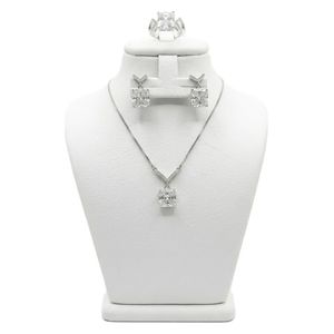  Italian Silver Set With white Zircon Stone - 925K - 15.7g - Silver 