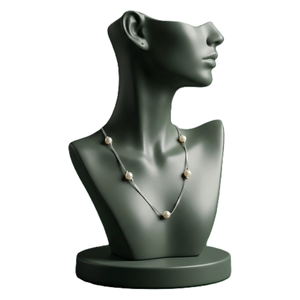 Necklace with Five Cultured Natural Pearls - 925k - 10.6g - Silver 
