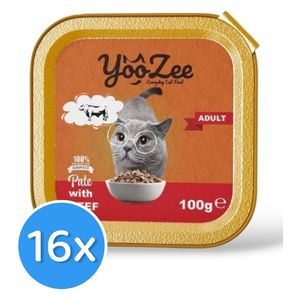  Yoozee Beef in Pate Cat Food - 16 Pieces 