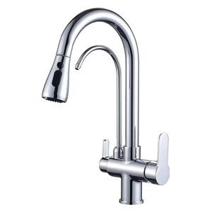 Lazord Dual-spout kitchen Faucet with pull-out sprayer - Nickel Copper