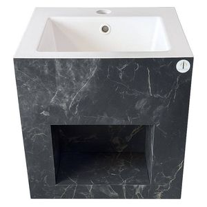 Lazord Marble-Style Porcelain Cube Sink - Marble Black