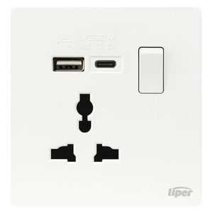  Lazord Universal Wall Socket With USB & Type-C - White 