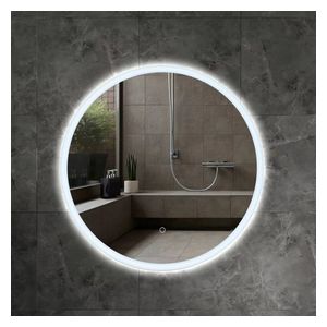 لازورد مرآة حمام LED دائرية, 60×60 سم - زجاج