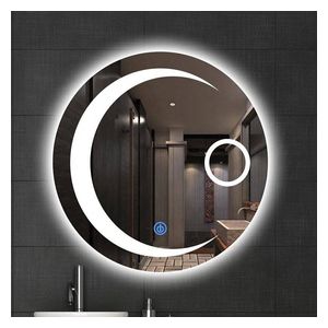  لازورد مرآة حمام LED دائرية, 60×60 سم - زجاج 