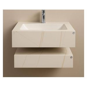 لازورد مغسلة بورسلان حائط + رف سفلي + مرآة مدفأة بإضاءة LED - 60-1a25 - بيجي فاتح