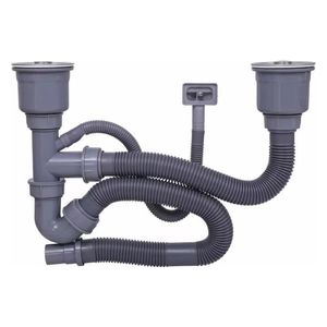 Lazord TWINSINK-01 - Double Sink Drain Kit - Grey