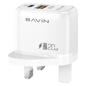  شاحن بافين - 2 في 1 - PC987E - بقوة 20 واط - ابيض 