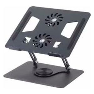  ستاند  كمبيوتر محمول قابل للطي من الألومنيوم من Yl - مع مروحتي تبريد - يدور 360 درجة - أسود 
