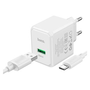  شاحن هوكو فئة CS12A - شحن سريع 18W - ابيض 
