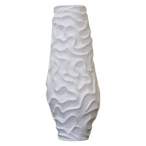  صدف مزهرية كبيرة طويلة من السيراميك الأبيض بملمس متموج -  217A 