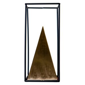  صدف هرم صغير بسيط في منحوتة قفص مكعب - D612B - ذهبي 