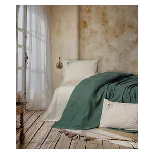  SADAF Bedspread Set, Double , 220 x 230cm - 4 Piece - Green 